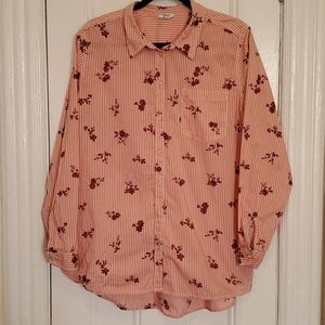 Sonoma Striped and Floral Button Down Shirt